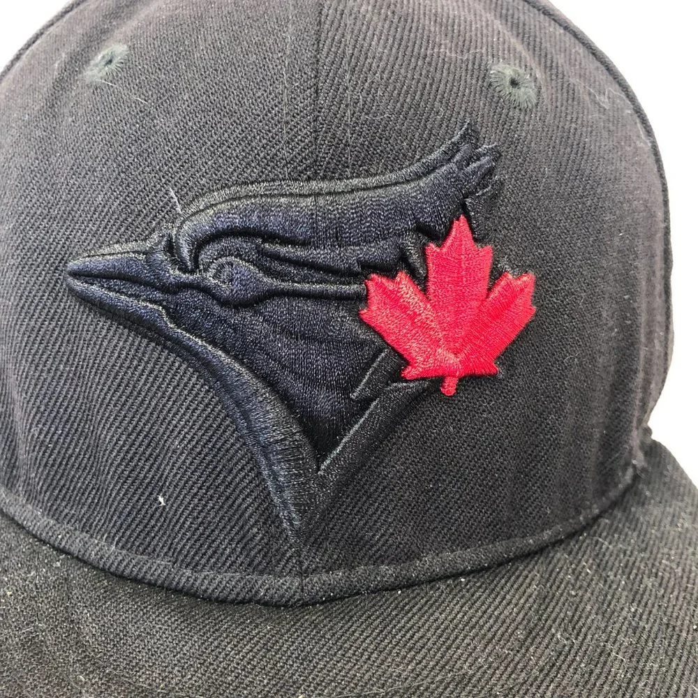 New Era MLB Toronto Blue Jays Black On Black Baseball Snapback Hat Adjustable - Picture 6 of 9